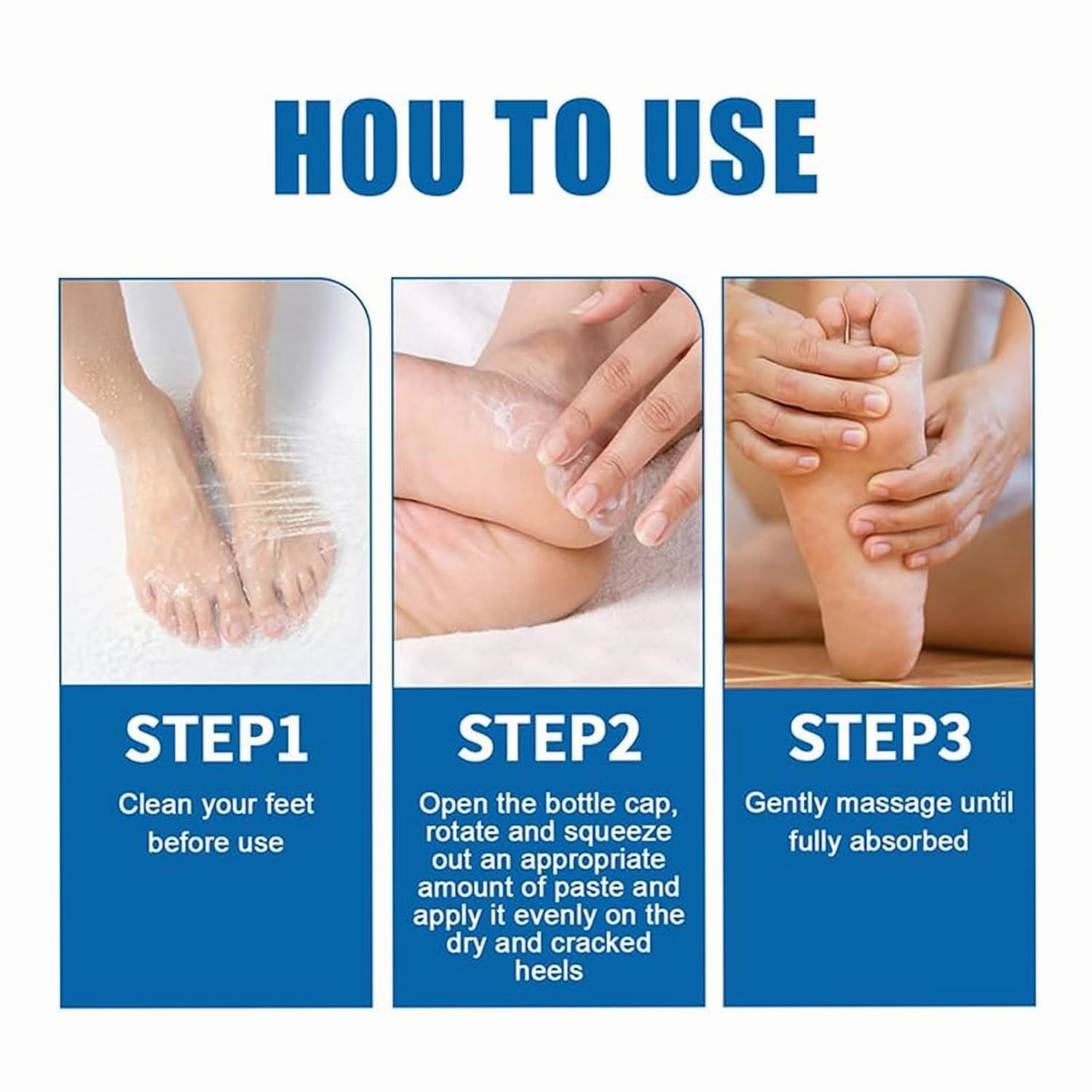 Equrhsa Foot Care Cream Cracked Feet,Eourhsa Crack Feet Prevention Stick,Cracked Heel Stick Balm,Heel Balm For Dry Crack FeetS,Anticrack Foot Cream Roll On,Hydrating And Anti-Cracking,Smoothing (B, 2)