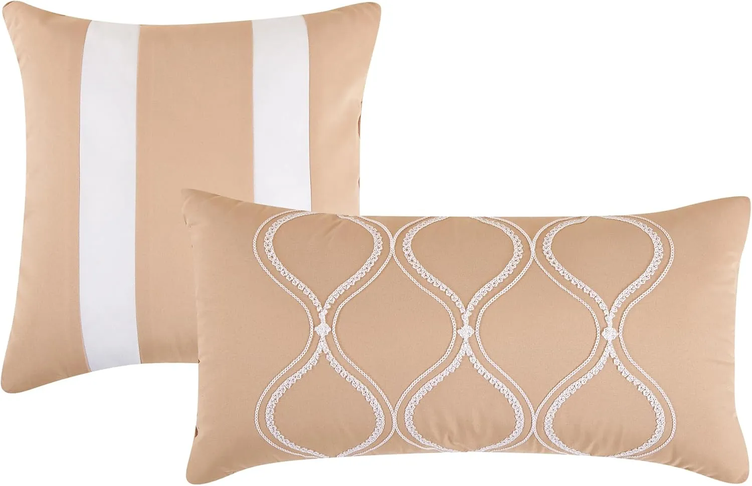 ESCA Bed-in-a-Bag 9-Pieces Kineta Peach Pink Comforter and Sheet Set, Bed in Bag Embroidery Bedding Set - Queen Size
