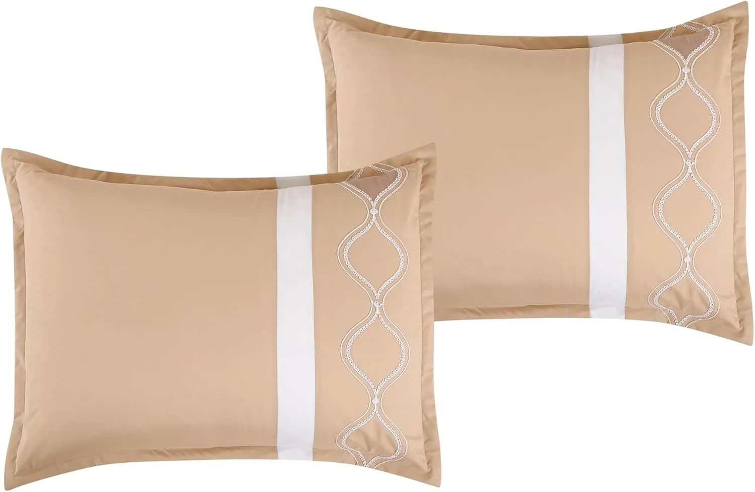ESCA Bed-in-a-Bag 9-Pieces Kineta Peach Pink Comforter and Sheet Set, Bed in Bag Embroidery Bedding Set - Queen Size