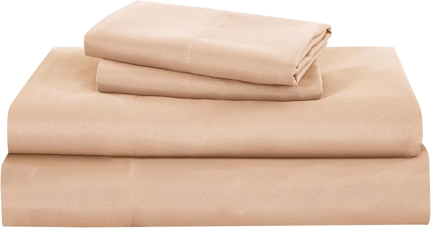 ESCA Bed-in-a-Bag 9-Pieces Kineta Peach Pink Comforter and Sheet Set, Bed in Bag Embroidery Bedding Set - Queen Size
