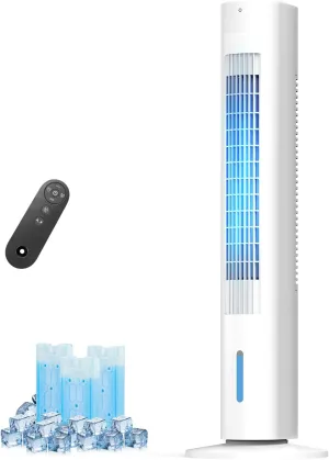 Evaporative Air Cooler, 2025 Upgraded Quiet Cooling Fan w/Remote Control, 35 Inch Windowless Portable Air Conditioners, 3 Speeds, Smart Timer, 70°Oscillation, No Window, AC Unit for Bedroom