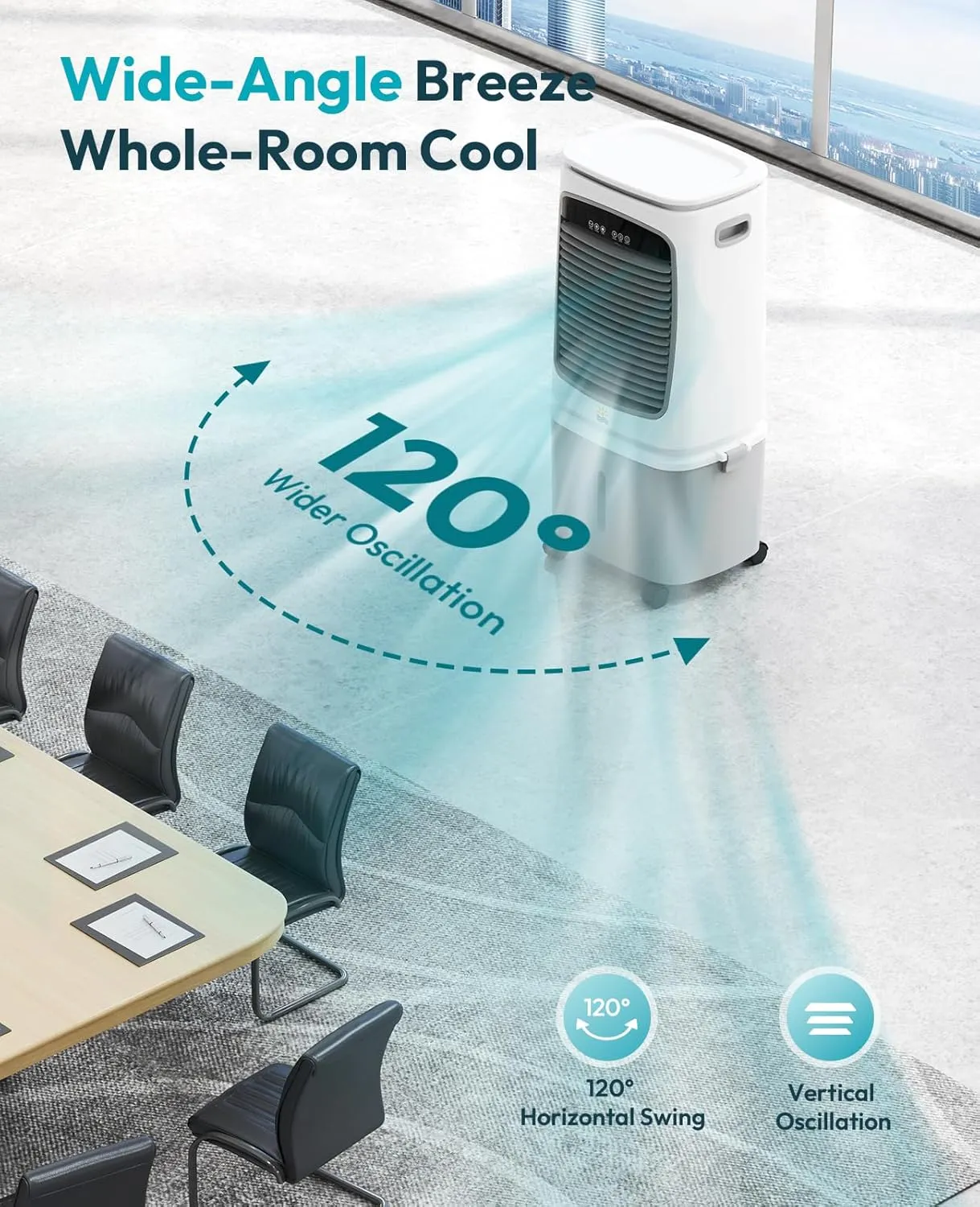 Evaporative Air Cooler – 3 in 1 Swamp Cooler, 6.6 Gallon Portable Air Conditioner with 120° Oscillation, 4 Ice Box, 12H Timer, Remote, 3 Modes & 3 Speeds Cooling Fan for Home & Office