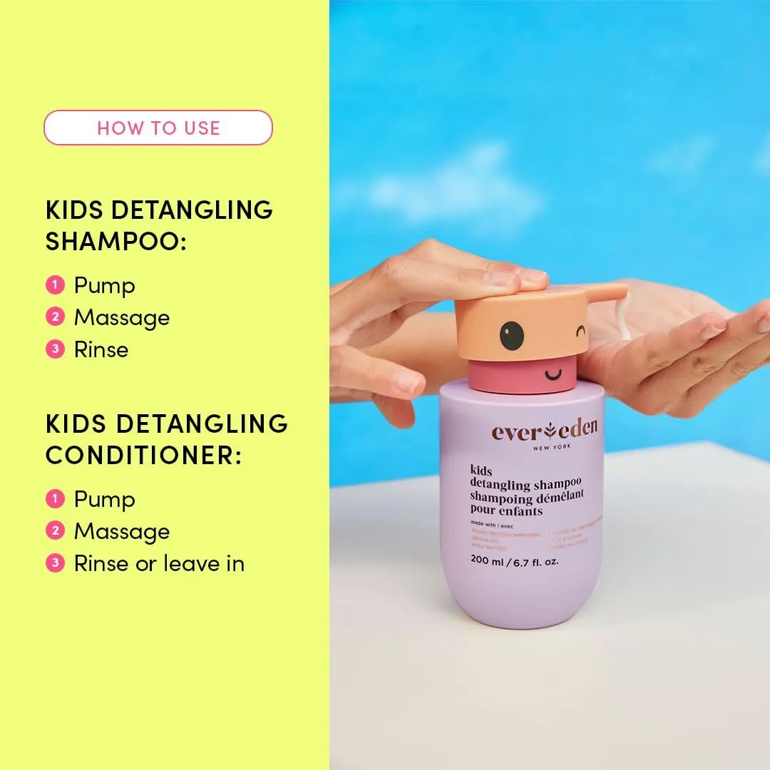 Evereden Kids Haircare Set: Hair Detangling Shampoo & Conditioner for Children Ages 3 , Plant Protein Peptides & Argan Oil, Vegan, Free from Sulfate, Paraben, Phthalate & Petrolatum
