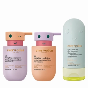 Evereden Happy Trio: Vegan Kids Shampoo, Conditioner Set, and After Swim & Sports Detangler - Strengthens & Smooths All Hair Types