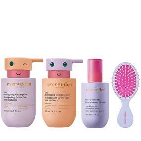 Evereden Kids Complete Haircare Set: Hair Detangling Shampoo, Conditioner & Spray for Children Ages 3  & Pain-Free Hair Brush, Plant Protein Peptides & Argan Oil, Vegan, Free from Sulfate and Paraben