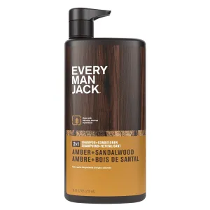 Every Man Jack 2-in-1 Daily Shampoo   Conditioner - Amber   Sandalwood | Nourishing For All Hair Types, Naturally Derived, Cruelty-Free Shampoo and Conditioner Set for Men | 24oz -1 Bottle