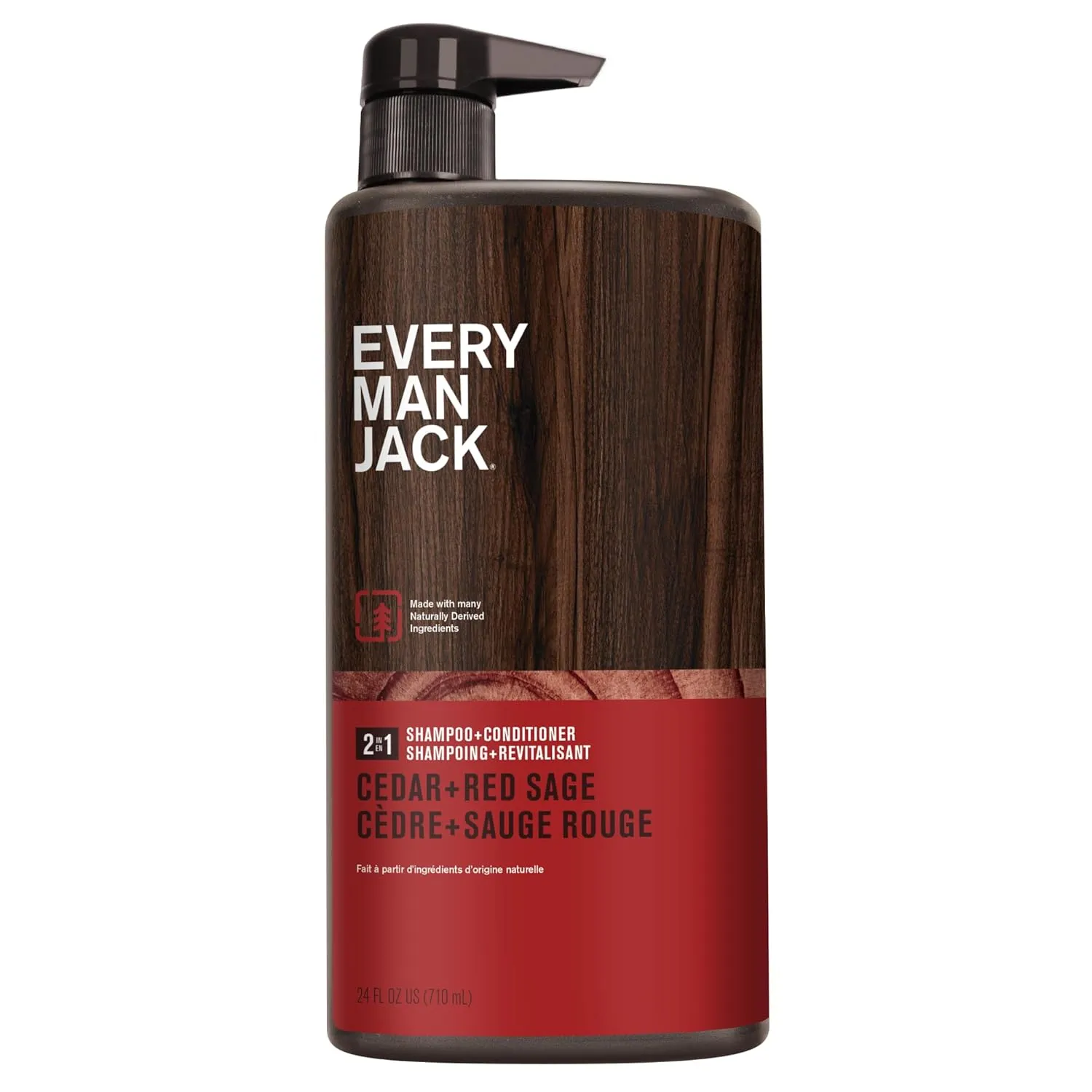 Every Man Jack 2-in-1 Daily Shampoo   Conditioner - Cedar and Red Sage | Nourishing For All Hair Types, Naturally Derived, Cruelty-Free Shampoo and Conditioner Set for Men | 24oz -1 Bottle