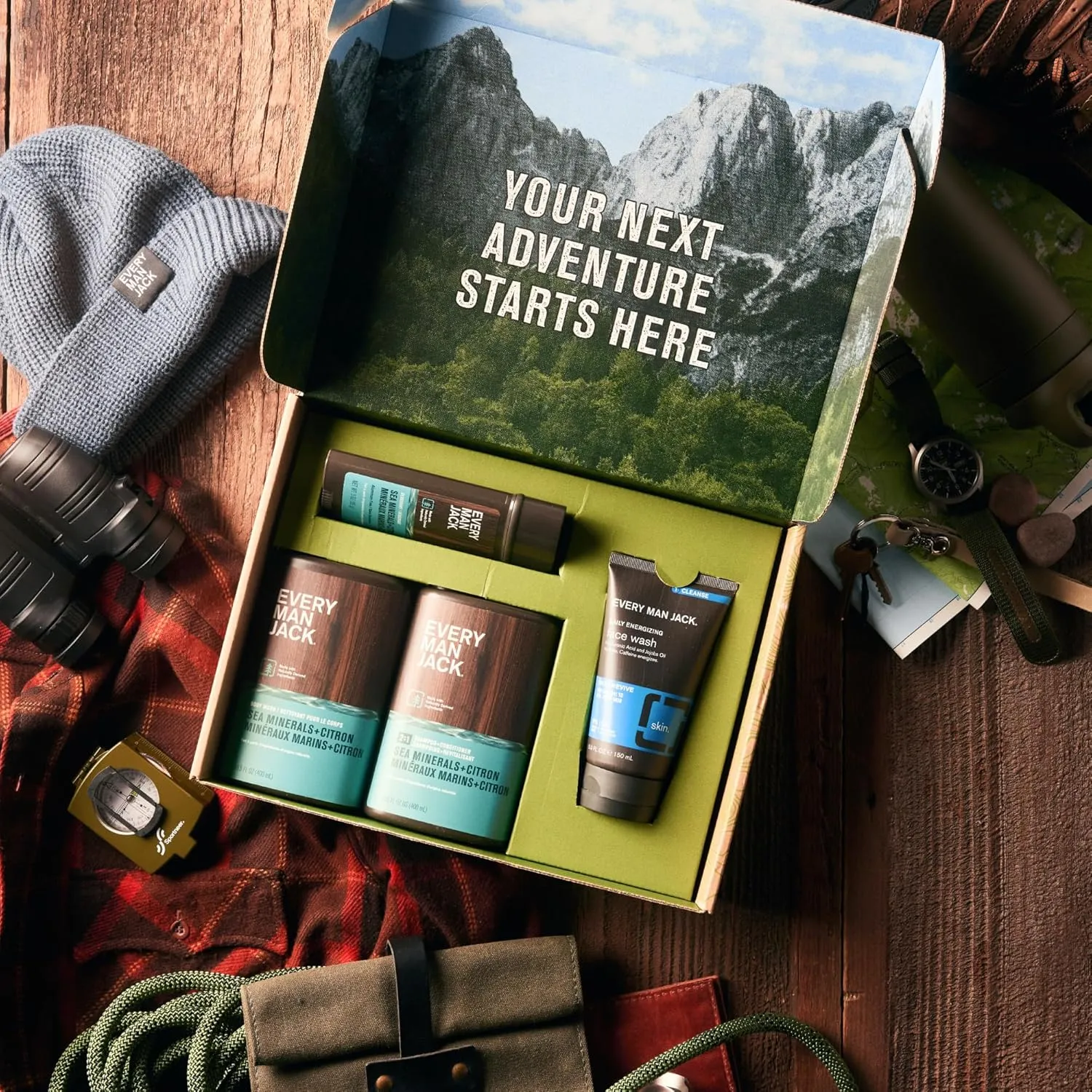 Every Man Jack Men’s Sea Minerals   Citron Bath and Body Gift Set - Clean Ingredients & Sea Minerals and Citron Scent - Round Out His Routine with Body Wash, 2-in-1 Shampoo, Deodorant & Face Wash