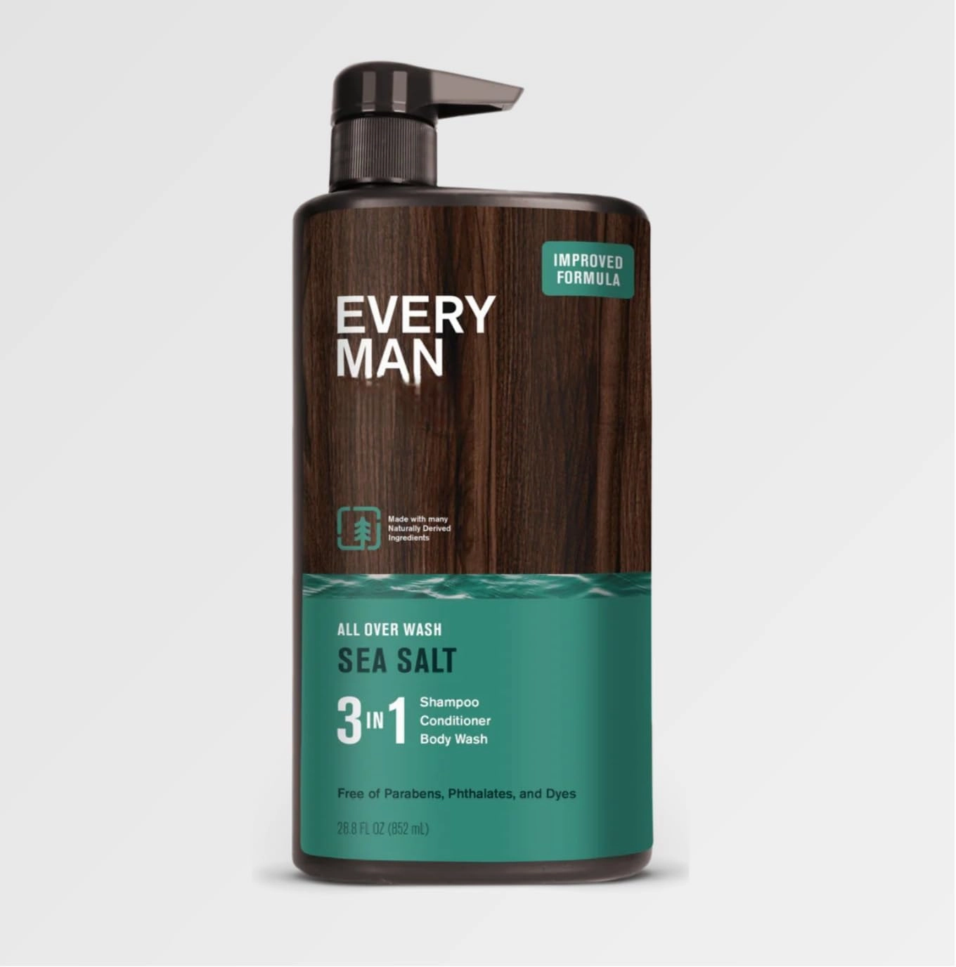 Every Man 3-in-1 Jack/Shampoo   Conditioner   Body Wash, Scent: SEA SALT (Sea Minerals and Citrus with a complex, fresh finish) - 28oz PUMP