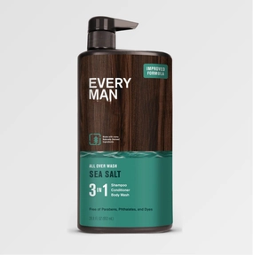 Every Man 3-in-1 Jack/Shampoo   Conditioner   Body Wash, Scent: SEA SALT (Sea Minerals and Citrus with a complex, fresh finish) - 28oz PUMP