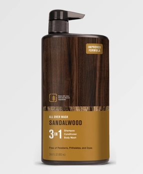 Every Man (All Over 3-in-1 Wash) Jack (Shampoo   Conditioner   Body Wash) Scent: SANDALWOOD (earthy and woodsy with a spicy citrus finish) - 28oz PUMP