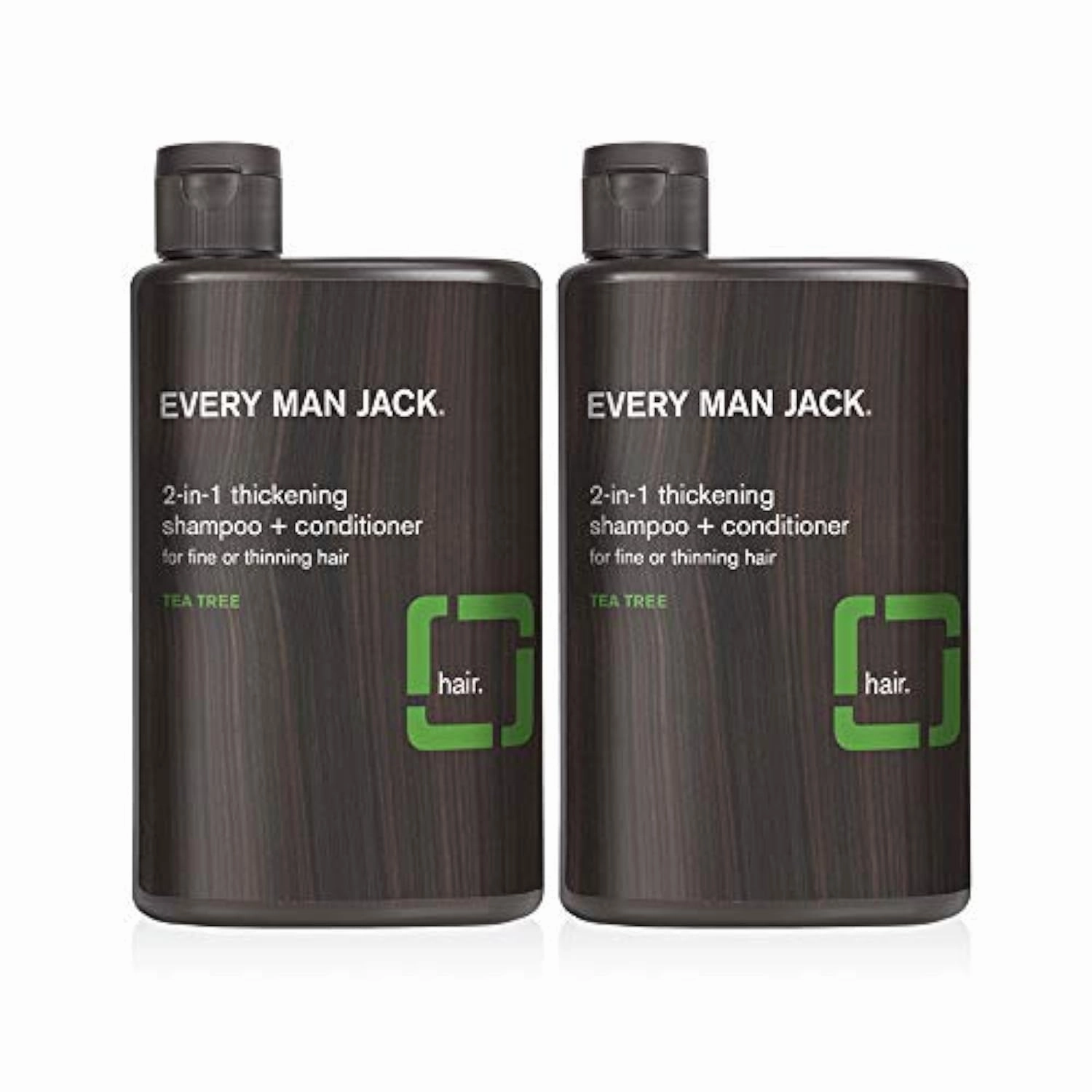 Every Man Jack 2-in-1 Thickening Shampoo   Conditioner - Thicken, Cleanse, and Hydrate Hair with Coconut, Aloe, and Tea Tree Oil - Naturally Derived and No Harsh Chemicals - Twin Pack