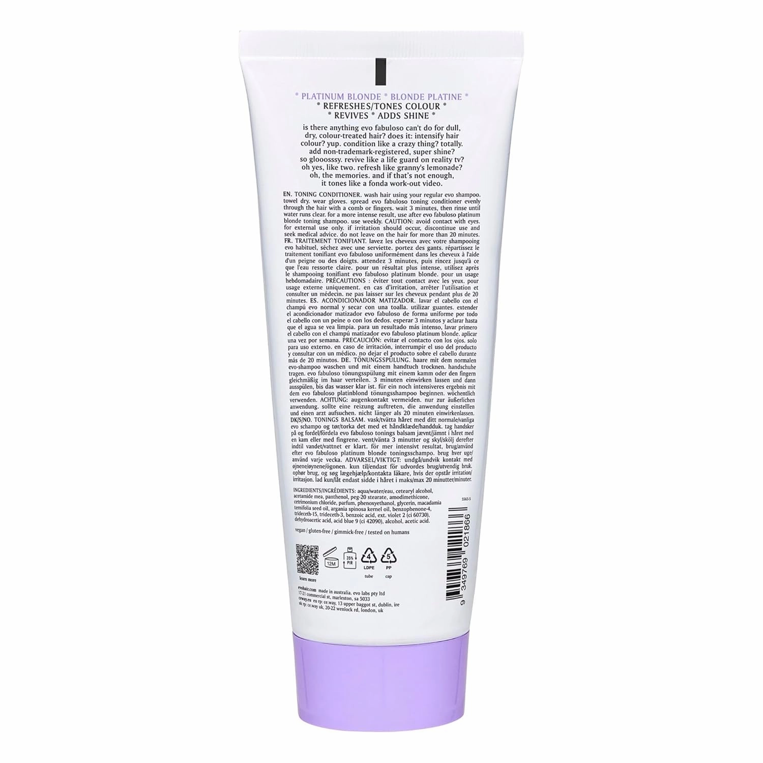 EVO Fabuloso - Color Boosting Conditioner for Color-Treated Hair - Nourishing Treatment with Instant Colour Boost for Dry Hair