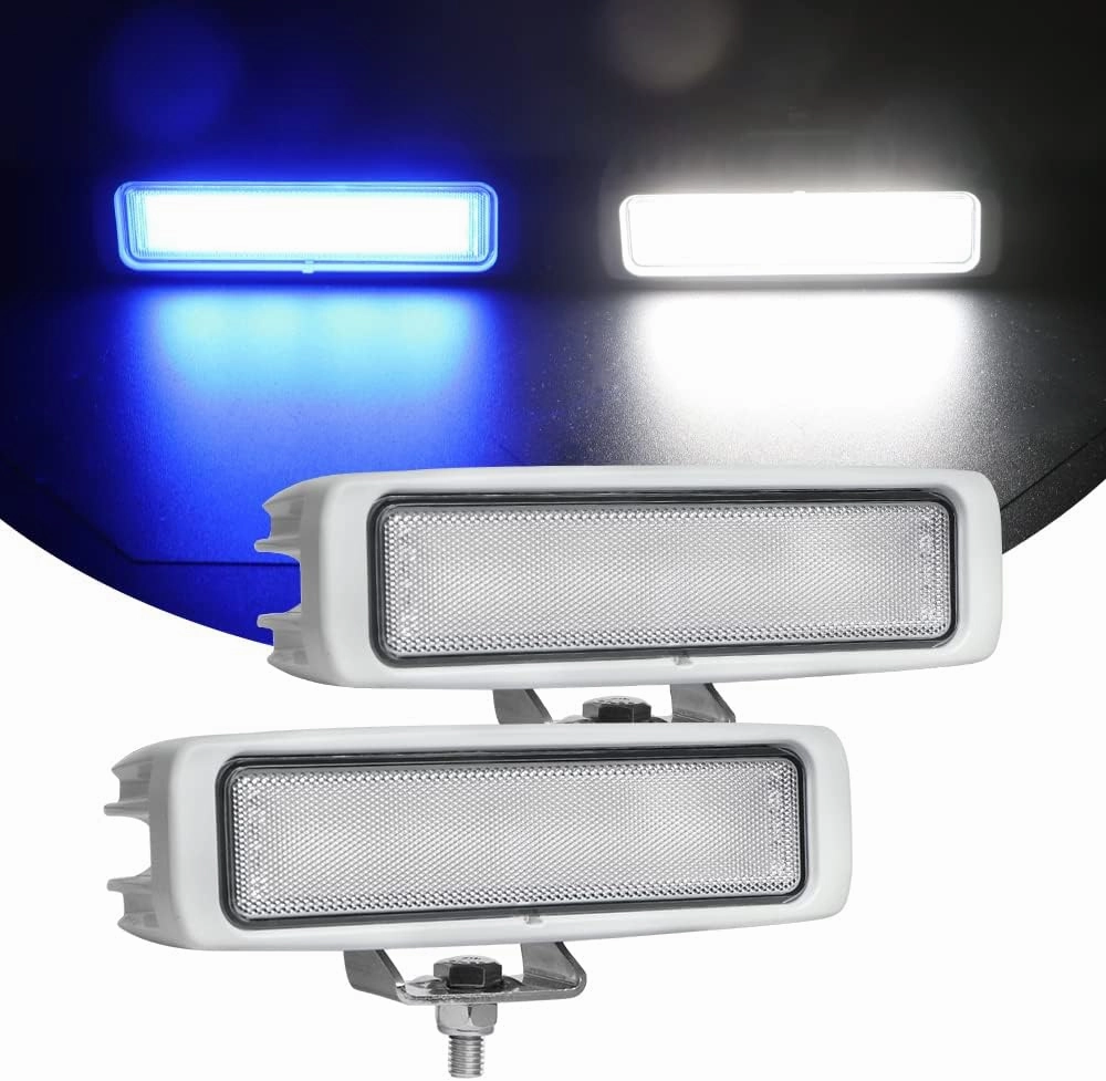 EXZEIT Dual Color Marine Boat Light, 96W Spreader Light for Deck Docking, 6.3 Inch,12/24V