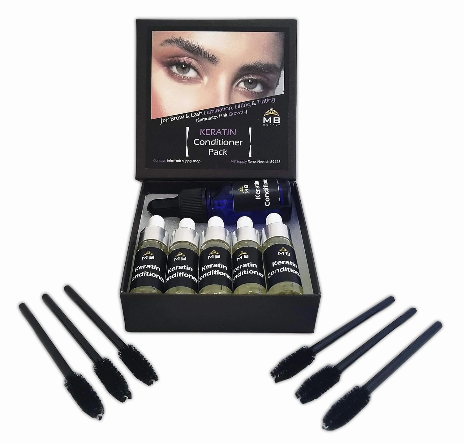 Eyelash Eyebrow Growth Serum Advanced Nourishing Keratin Conditioner for Lamination Perm/Lift/Tint/Wax Aftercare. Helps Repair & Regrow Damaged Hair (1-10ml   5-5ml   6 Free Brushes)