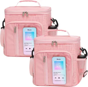 F-color Hanging Shower Caddy Portable - College Dorm Essentials for Guys with Hooks, Quick-Dry Shower Bag for Dorm Travel Gym Camping, Water-Resistant with Multiple Pockets, 2 Packs Pink