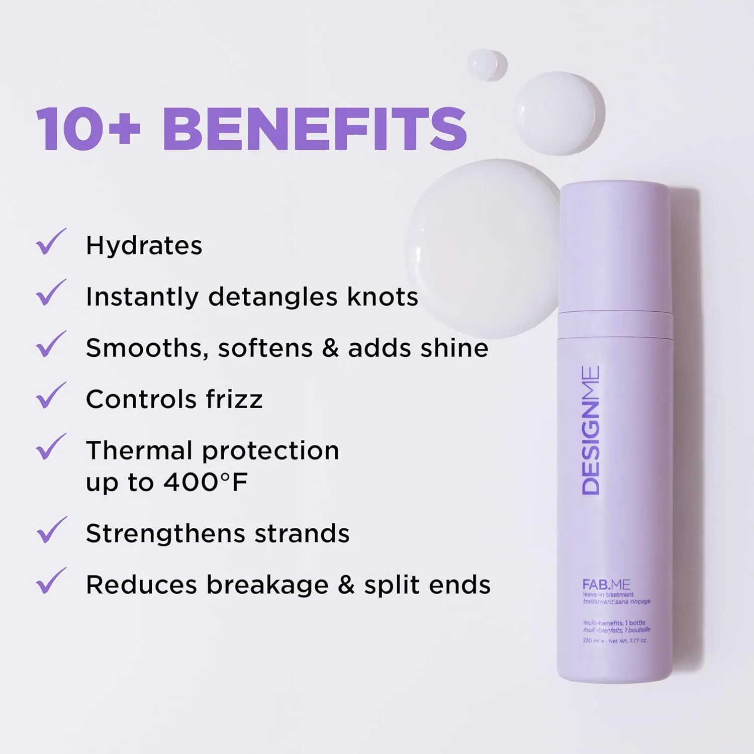FAB.ME Leave-In Treatment by DESIGNME | Multi-Benefit Leave in Conditioner for Curly Hair | Lightweight Dry Conditioner Spray for Hair | Hair Conditioner Spray for Manageability and Control, (7.77 Oz)