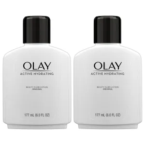 Face Moisturizer by Olay, Active Hydrating Beauty Moisturizing Lotion, 6 fl oz (Pack of 2)