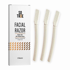 Face Razor For Women Reusable - 3 Razors | 80% Wheat Straw, Painless Facial Hair Removal | For Eyebrows, Upper Lip, Forehead, Peach Fuzz, Chin And Sideburns | Eco-Friendly Dermaplaning Tool