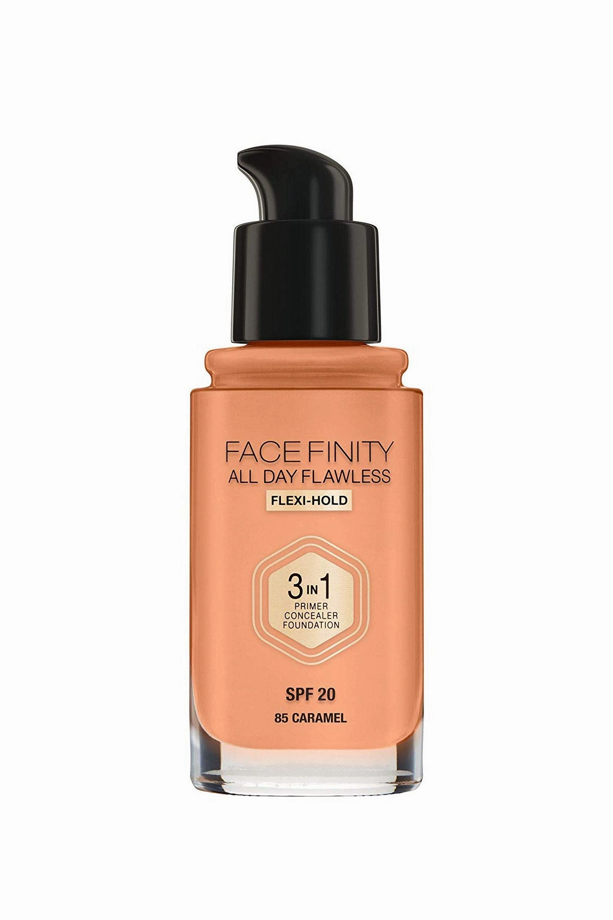 Facefinity All Day Flawless, Liquid Foundation, 3in1, 085 Caramel, 30 ml