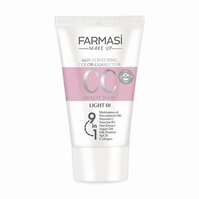 FARMASI CC Cream 9 in 1 01-PORCELAIN/LIGHT - Color Correcting Hydrating Lightweight Full Coverage SPF 25 All Skin Types - 50ml/1.69flOz