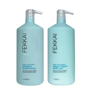 FEKKAI Super Strength  Protein PowerBond Shampoo (1 Liter)   Super Strength  Protein PowerBond Conditioner (1 Liter) - Free of Sulfates, Parabens, Phthalates - Vegan, Cruelty-Free