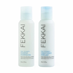 FEKKAI Super Strength  Protein PowerBond Shampoo (2 oz)   Conditioner (2 oz) - Bonds, Repairs, and Protects for 3X Stronger Hair - Free of Sulfates, Parabens, Phthalates - Vegan, Cruelty-Free