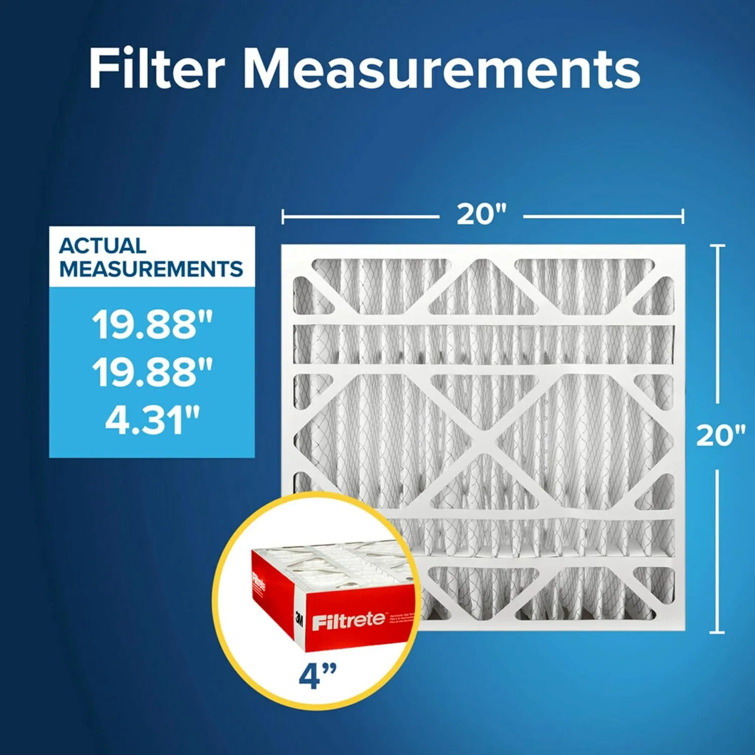 Filtrete 20x20x4 Air Filter, MPR 1000, MERV 11, Allergen Defense 12-Month Deep Pleated 4-Inch Air Filters, 2 Filters