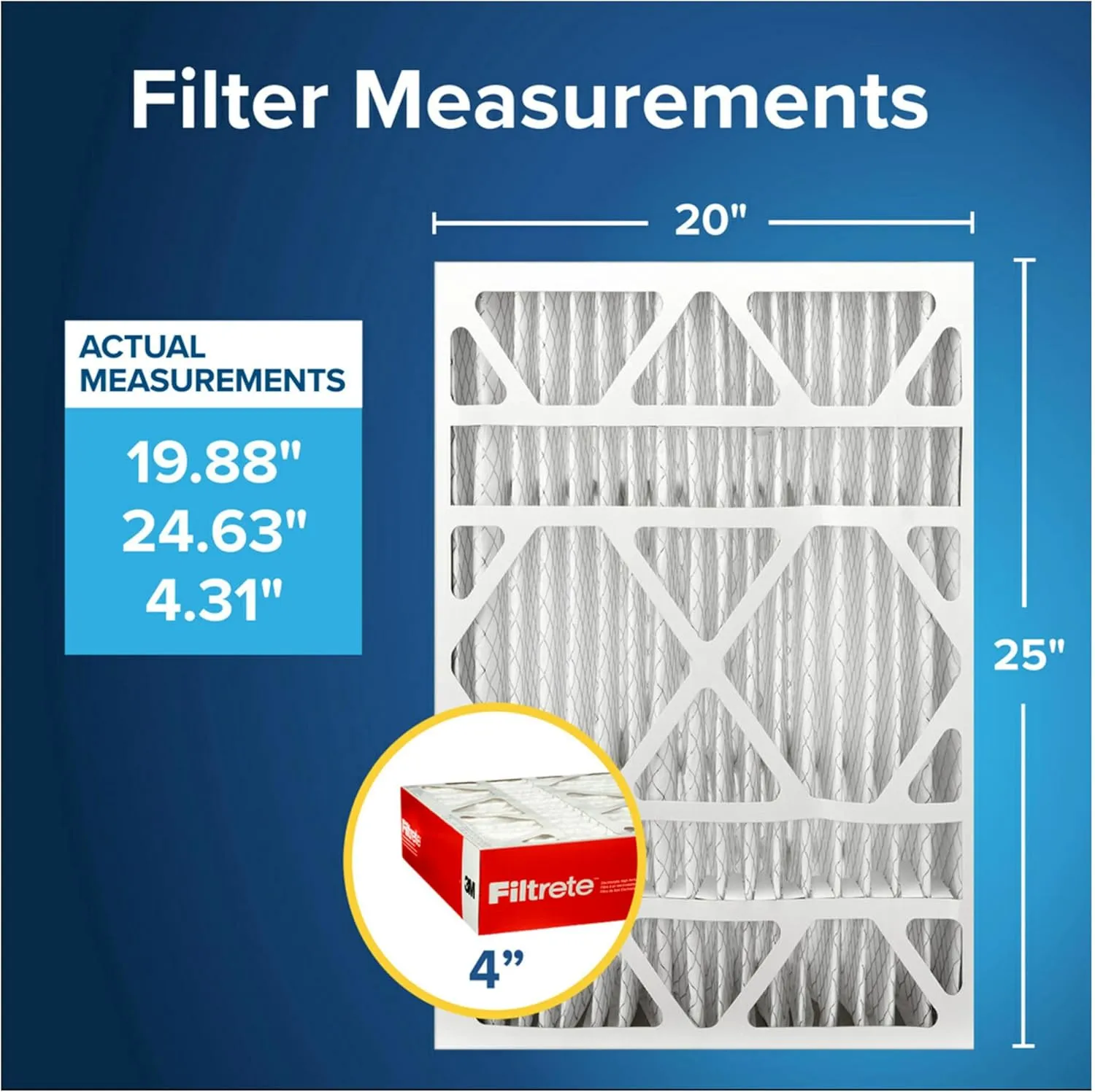 Filtrete 20x25x4 Air Filter, MPR 1000, MERV 11, Allergen Defense 12-Month Deep Pleated 4-Inch Air Filters, 2 Filters