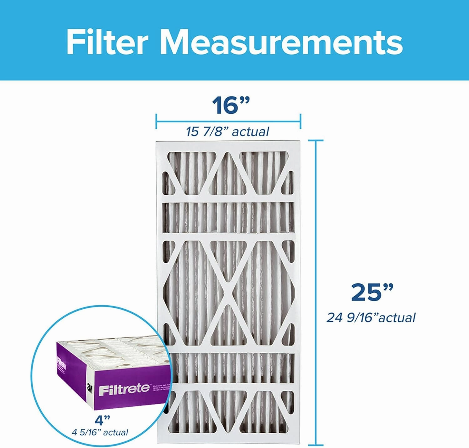 Filtrete 16x25x4, AC Furnace Air Filter, MPR 1550 DP, Healthy Living Ultra Allergen Deep Pleat, 2-Pack (actual dimensions 15.88 x 24.56 x 4.31)