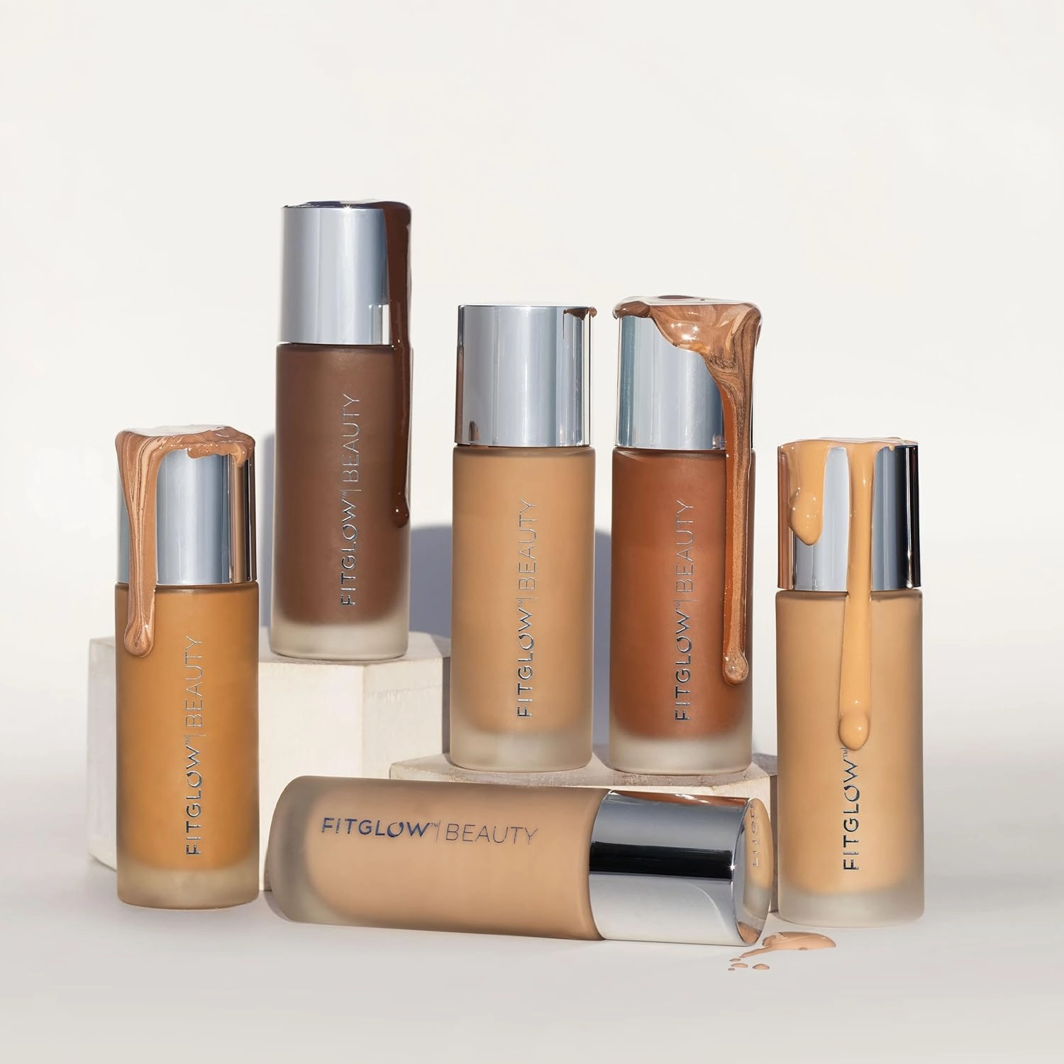 Fitglow Beauty - Natural Foundation  Photo-Filtering Foundation | Vegan, Woman-Owned Clean Beauty (F5 - Tan-Deep Neutral, Soft Olive Undertones)