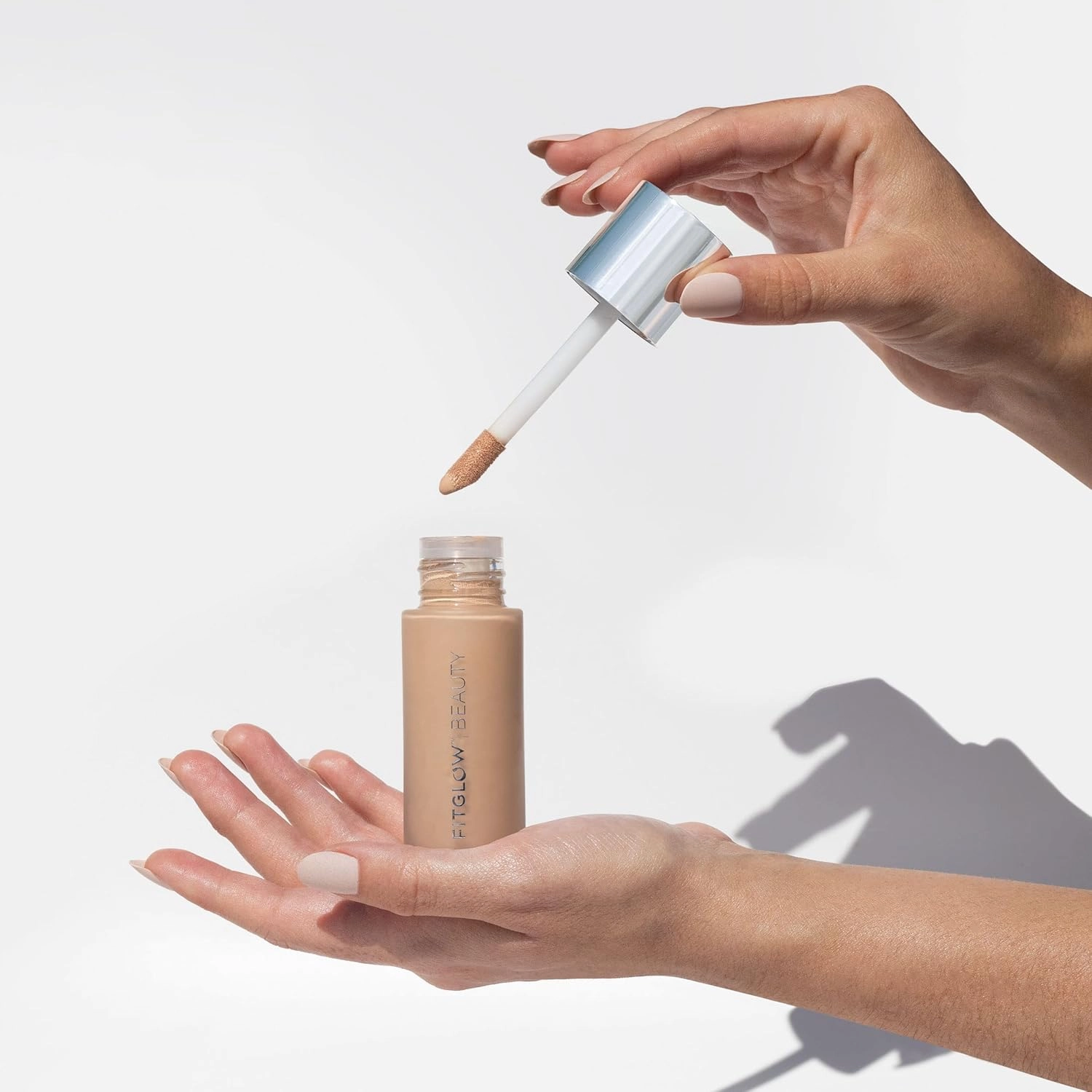 Fitglow Beauty - Natural Foundation  Photo-Filtering Foundation | Vegan, Woman-Owned Clean Beauty (F5 - Tan-Deep Neutral, Soft Olive Undertones)
