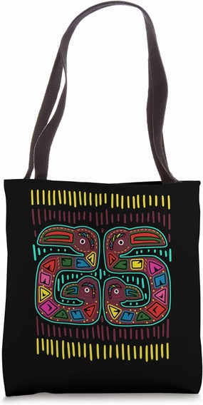 Flamingo Mola Art by Panama Kuna Tribe Pink Flamingo Tote Bag