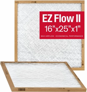 Flanders EZ-Flow II 16x25x1 Air Filters, MERV 1, Furnace, HVAC, & AC Filter - High-Airflow, Energy-Efficient, Fiberglass Media 10055.011625 (2-Pack)