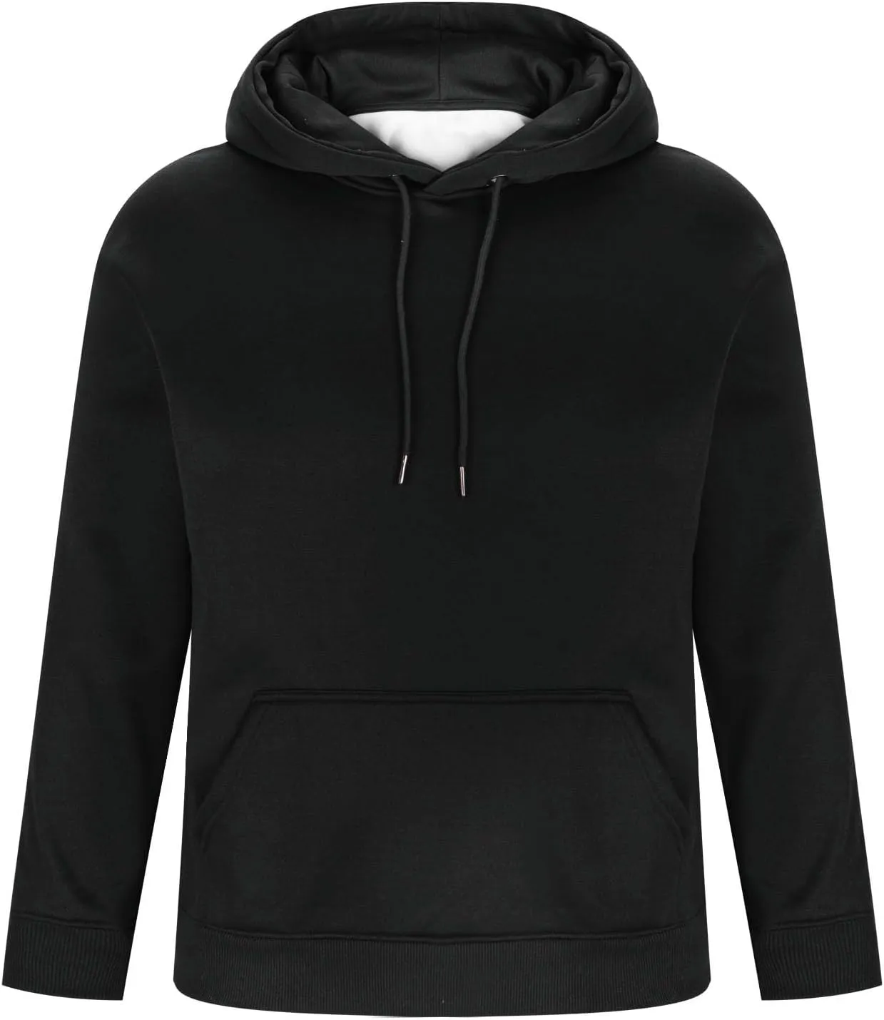Fleece Hoodie for Men Fleece Lined Drawstring Long Sleeve Pullover Tops Basic Solid Hooded Sweatshirt With Pocket