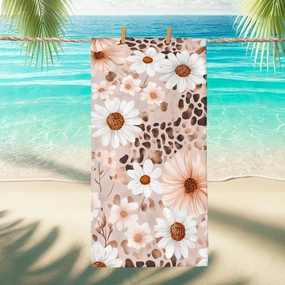 Floral Print Microfiber Beach Towel Large Peach Daisy Design Quick Dry Sand Free Absorbent Oversized Lightweight Travel Picnic Essentials 62x31 Inch