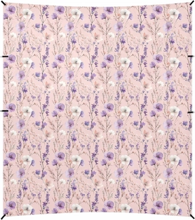 Flowers Peach Purple Beach Tent UPF50  Easy Setup Sun Shade with Sandbags, Sand Shovel, Poles for Backyard and Camping