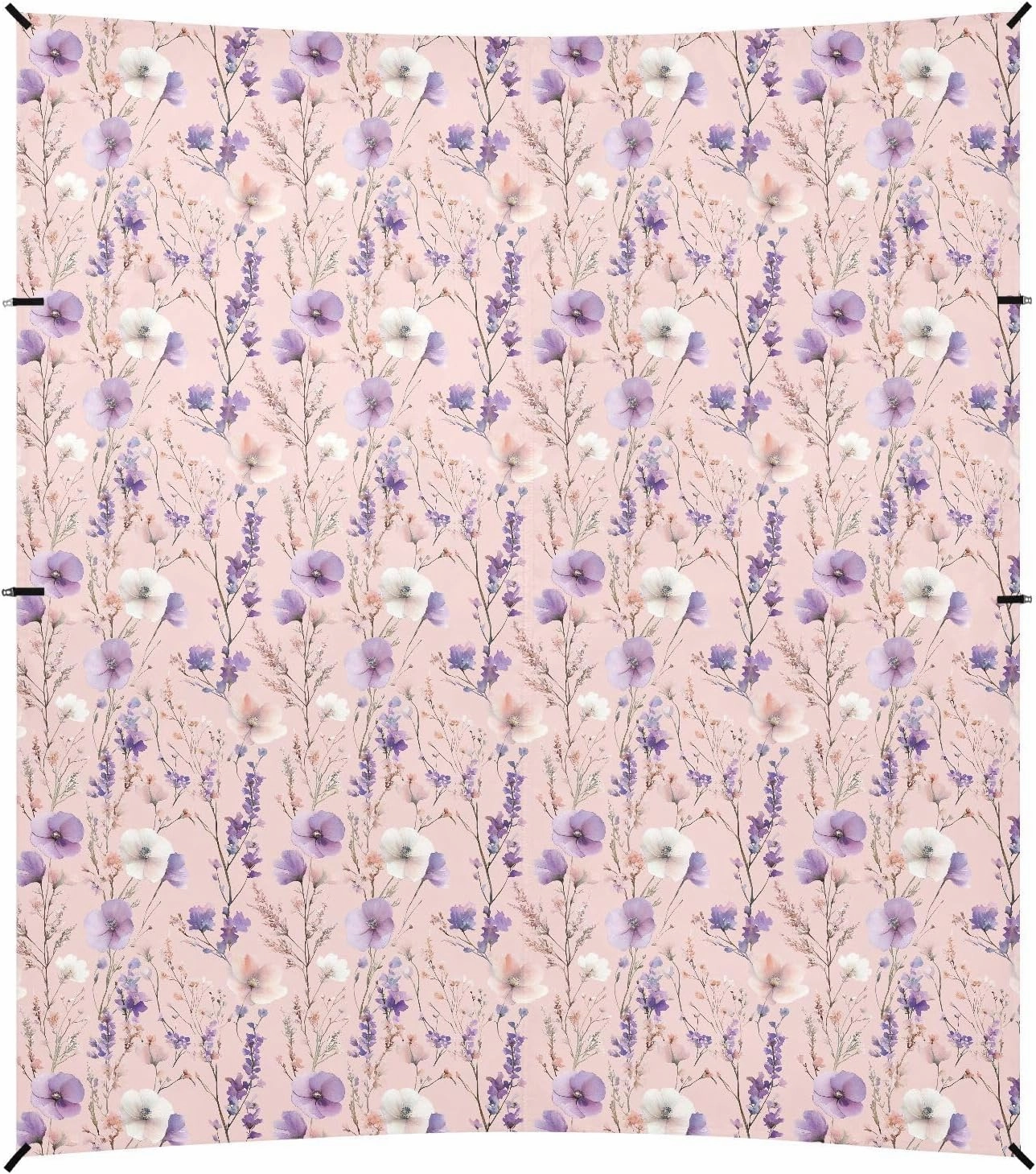 Flowers Peach Purple Beach Tent UPF50  Easy Setup Sun Shade with Sandbags, Sand Shovel, Poles for Backyard and Camping