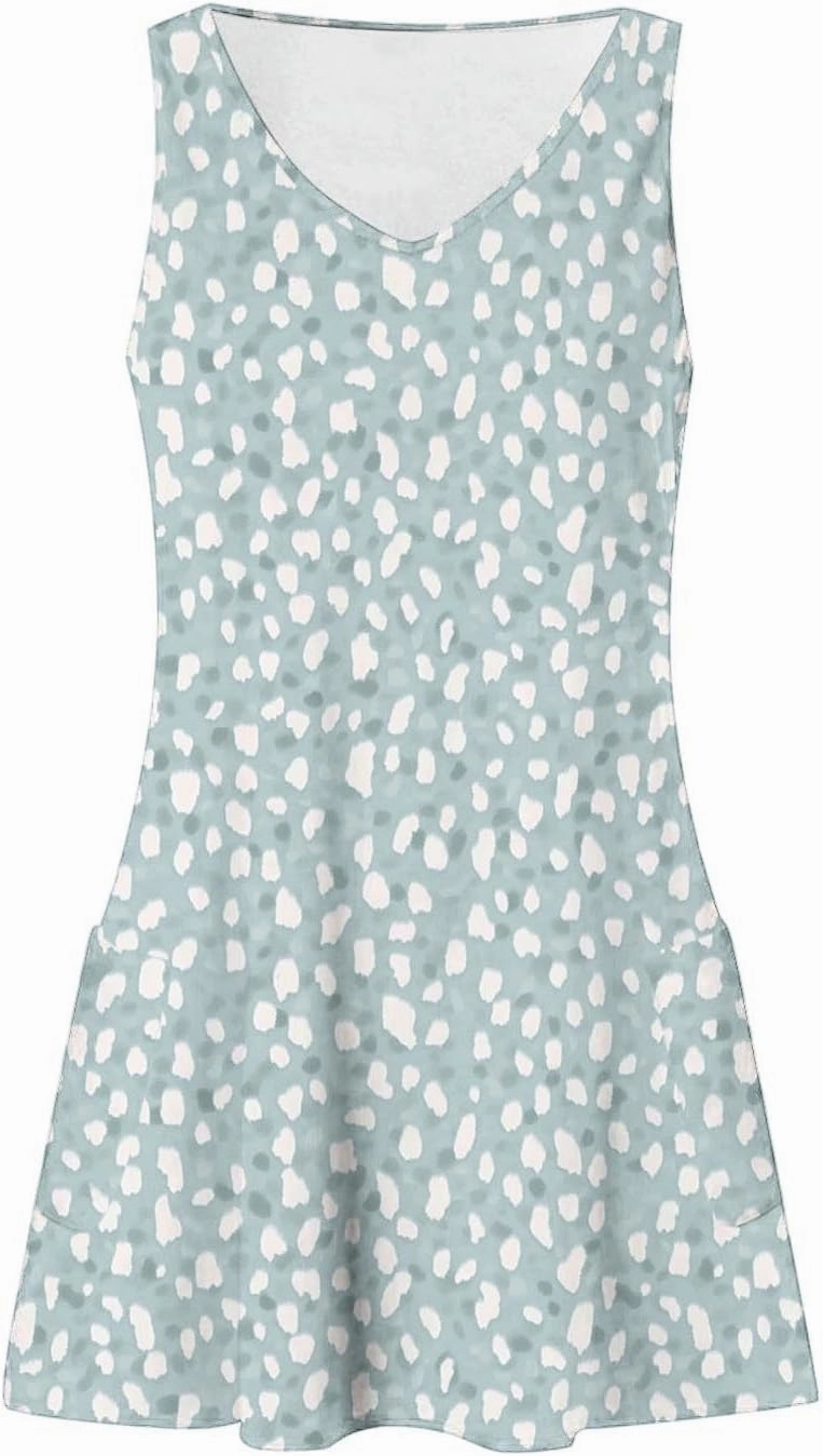 Flowy Dresses for Women Casual Sleeveless Boho Cute Sundress Crewneck Summer Beach Mini Tank Dress Vacation