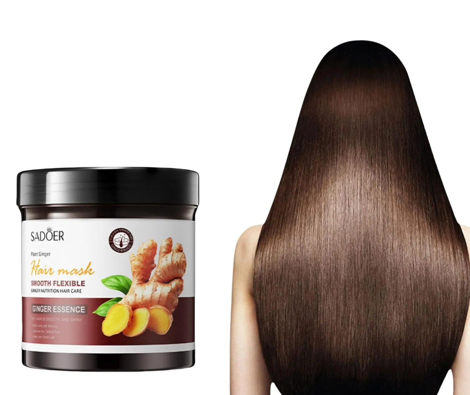 For SADOER Ginger Extract Hair Mask.Smooth and voluminous hairstyle.Moisturizing and soothing Hair Treatment Masks,Nourishes bouncy hair.Leaves hair strong Freshness and softness.500g 17.6 FL OZ