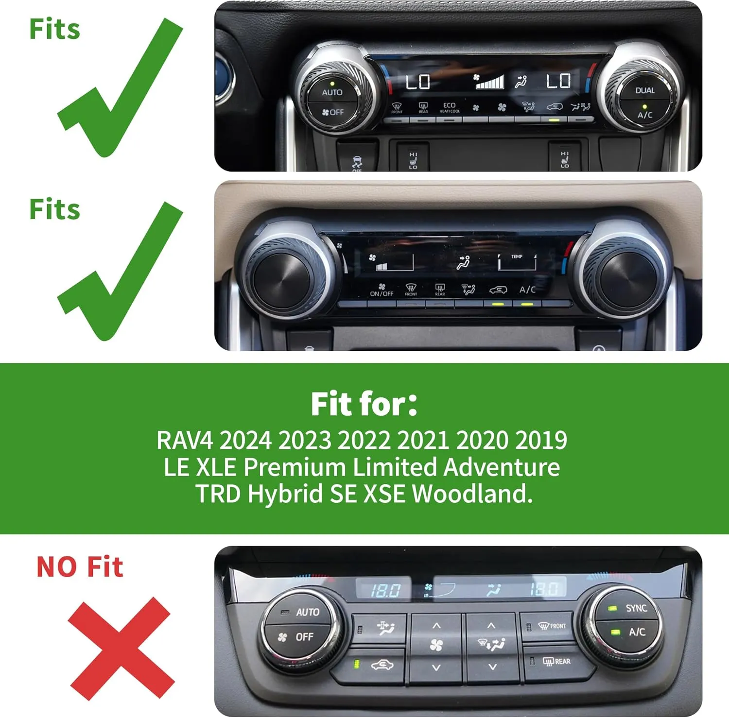 for Toyota RAV4 Accessories 2025 2024 2023 2022 2021 2020 2019 -Air Conditioning Knob Covers, Push Start Button Cover Trim Rings 4pcs (Glod)