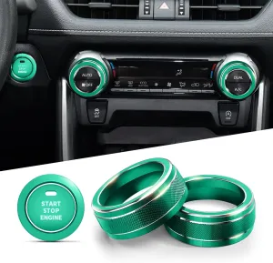 for Toyota RAV4 Accessories 2025 2024 2023 2022 2021 2020 2019 -Air Conditioning Knob Covers, Push Start Button Cover Trim Rings 4pcs (Green)