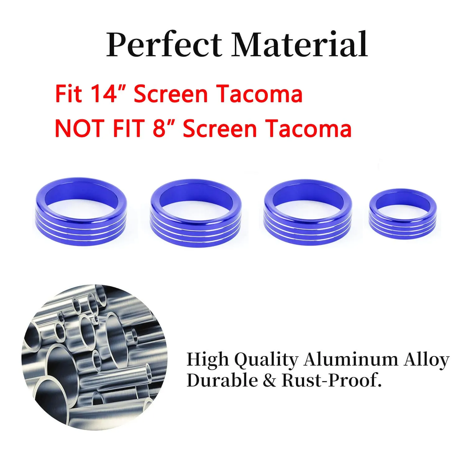 for Toyota Tacoma 2024 2025 w/14 Display 4Runner 2025 Interior Accessories AC Center Consoles Control Audio Switch Drive Volume Knob Cover Air Conditioner Aluminum Alloy (Blue, 14“ Screen)