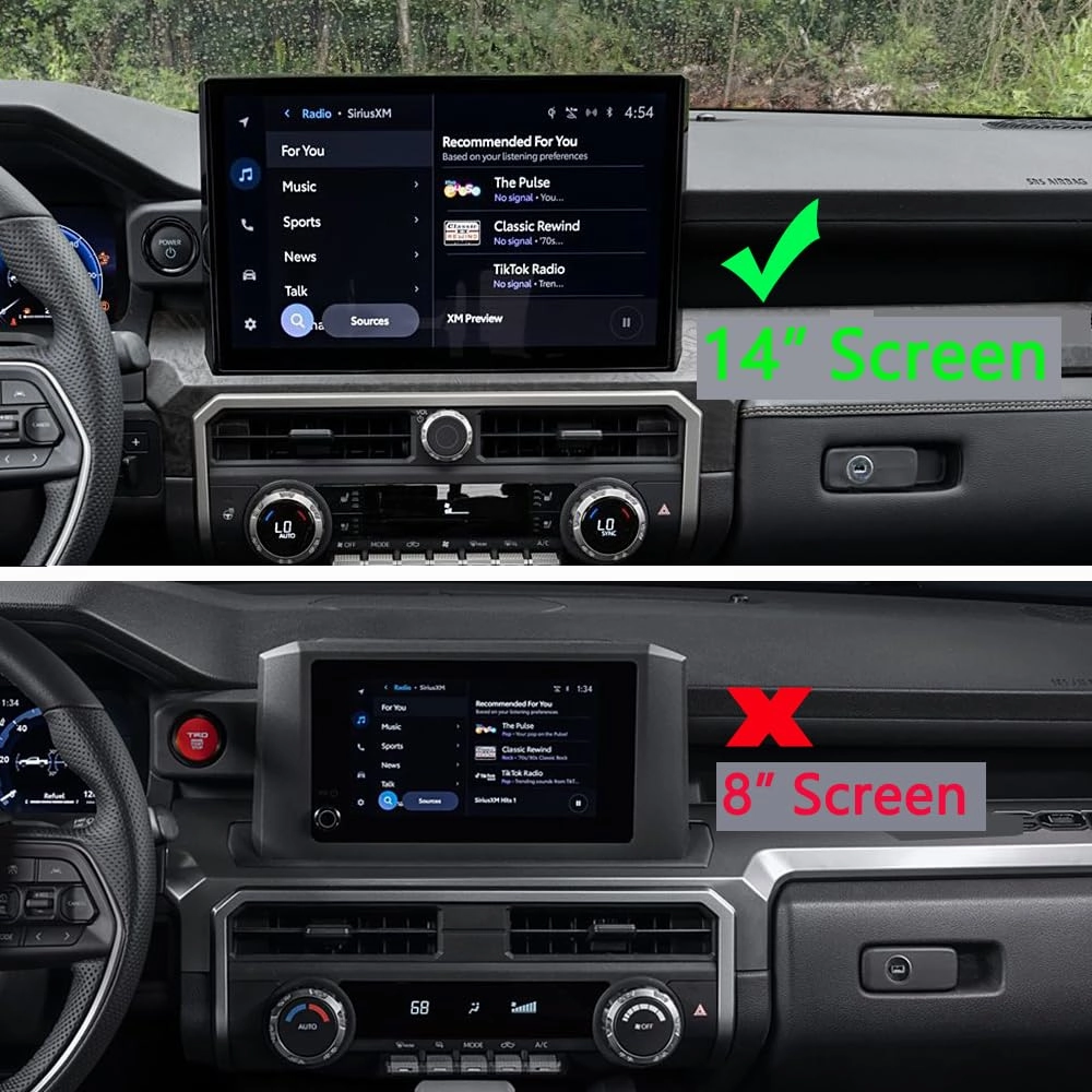 for Toyota Tacoma 2024 2025 w/14 Display 4Runner 2025 Interior Accessories AC Center Consoles Control Audio Switch Drive Volume Knob Cover Air Conditioner Aluminum Alloy (Black, 14“ Screen)