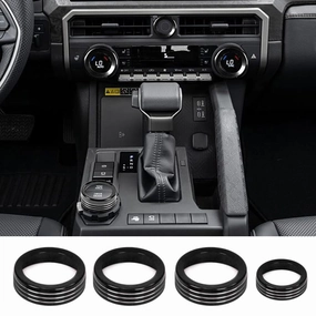 for Toyota Tacoma 2024 2025 w/14 Display 4Runner 2025 Interior Accessories AC Center Consoles Control Audio Switch Drive Volume Knob Cover Air Conditioner Aluminum Alloy (Black, 14“ Screen)