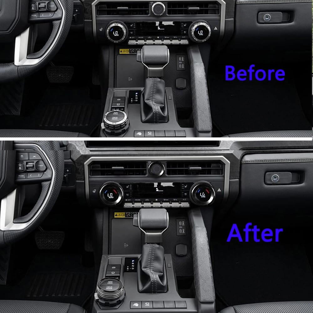 for Toyota Tacoma 2024 2025 w/14 Display 4Runner 2025 Interior Accessories AC Center Consoles Control Audio Switch Drive Volume Knob Cover Air Conditioner Aluminum Alloy (Black, 14“ Screen)