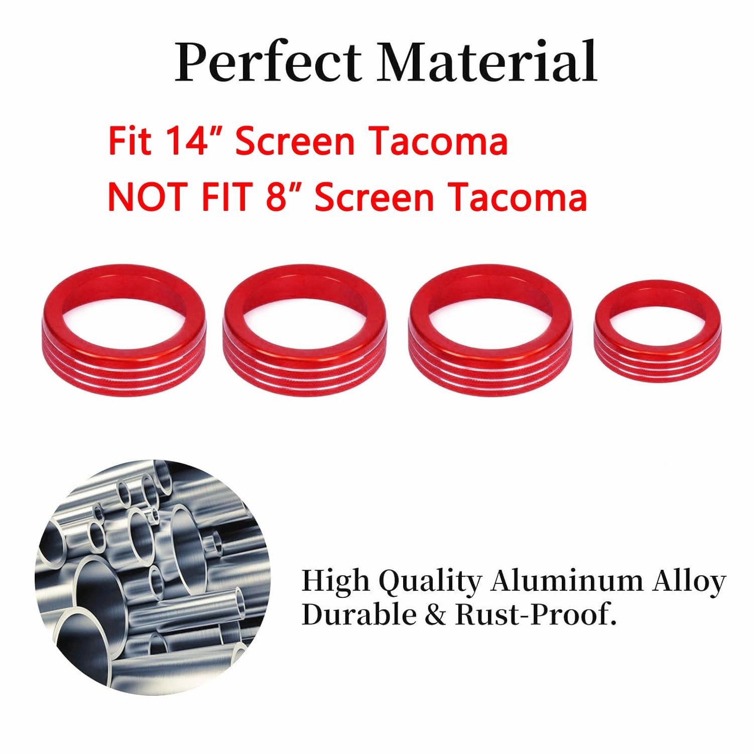 for Toyota Tacoma 2024 2025 w/14 Display 4Runner 2025 Interior Accessories AC Center Consoles Control Audio Switch Drive Volume Knob Cover Air Conditioner Aluminum Alloy (Red, 14“ Screen)
