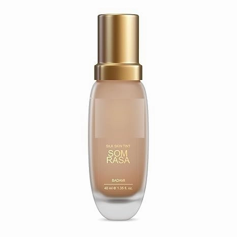 Forest Essentials Som Rasa Silk Skin Tint Badami | Nat.ural Liquid Foundation For Light To Medium Coverage With Na.tural Finish | N.atural Makeup | 40Ml