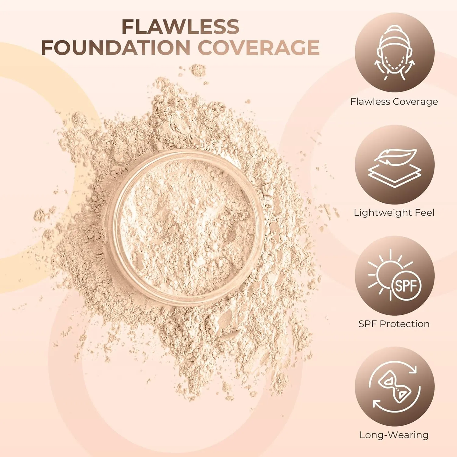 FOUNDATION with FLAWLESS FACE BRUSH Mineral Makeup (FAIR 1) Matte Natural Loose Powder Bare Skin Cosmetics Full Coverage Long Lasting All Skin Types SPF 18