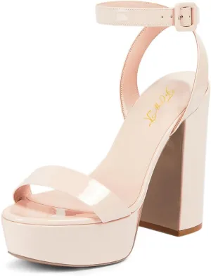 FOWT Women Sexy Chunky High Heel Ankle Strap Slingback Platform Sandals Open Toe Ladies Party Prom Dance Shoes Size 4-16 US